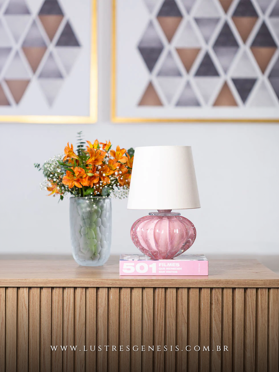 Abajur de Mesa Decorativo Murano Petit Branco Vidro Trabalhado Compacto para Quarto Sala Estar Cabeceira